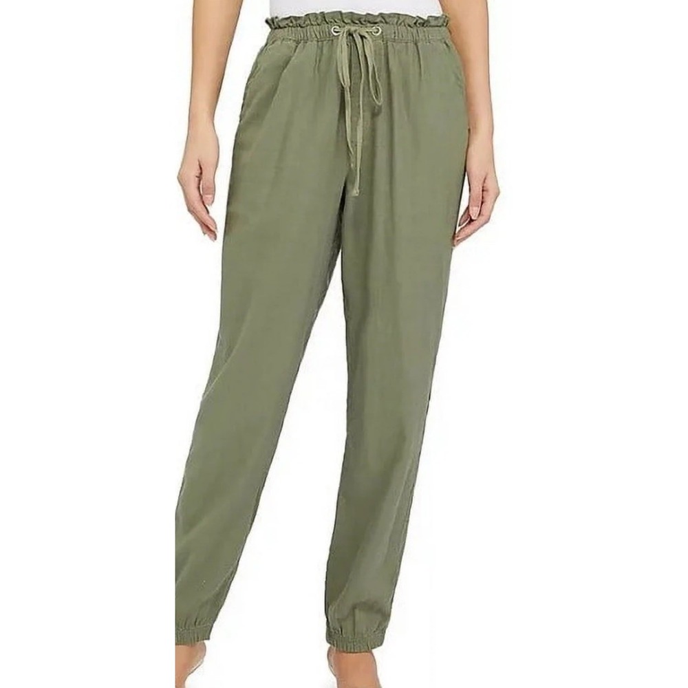 Social Standard by Sanctuary Linen Blend Solstice Jogger Pant Pockets Green Sz L